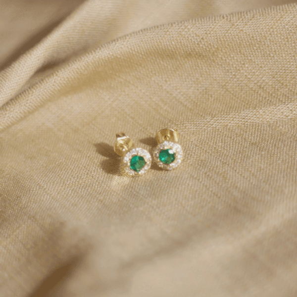 Marina stud earrings with green zircon stone in the middle minimalist gold stud earring dainty earrings. Affordable Jewelry Philippines